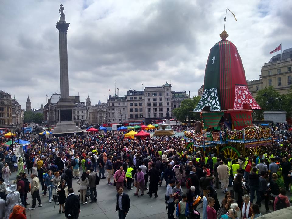 Jagannath Rath yatra celebrated in Trafalgar Square London UK