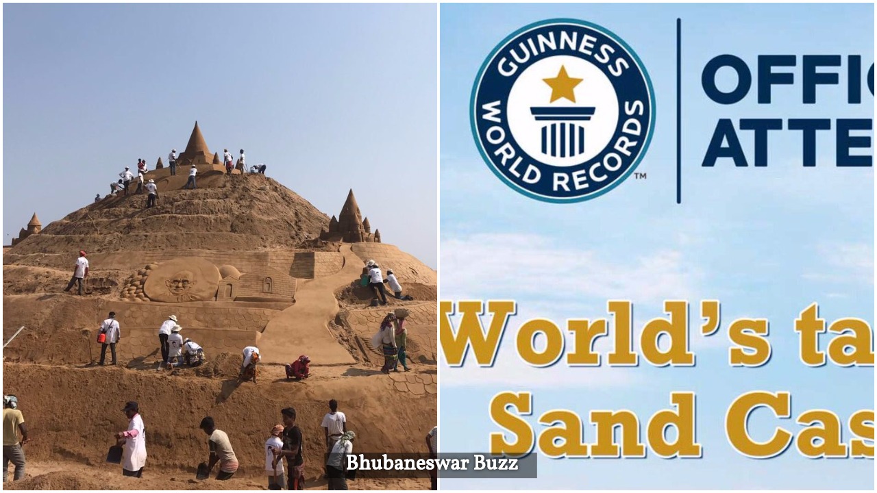 Sudarsan Pattnaik Attempting Guinness Record For World S Tallest Sand Castle In Puri Odisha