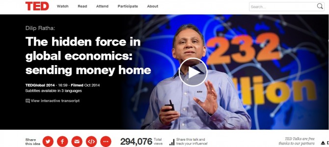 TED talk by Dillip Ratha from Odisha on Hidden Force in Economics: Global Remittances