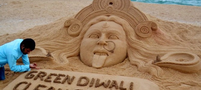 Diwali greetings via Sandart from Puri Beach Odisha