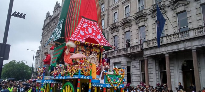 Jagannath Rath yatra celebrated in Trafalgar Square London UK