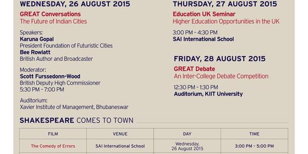 Great Britain Week in Bhubaneswar 26-28 Aug : List of Events Scheduled