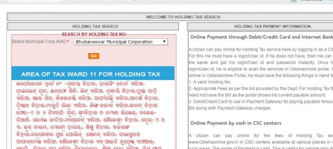 Now pay your Bhubaneswar Holding Tax Online through Odisha Online Portal