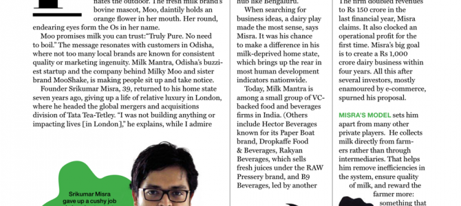 Awesome to see Srikumar Mishra of Milk Mantra featured in Fortune India